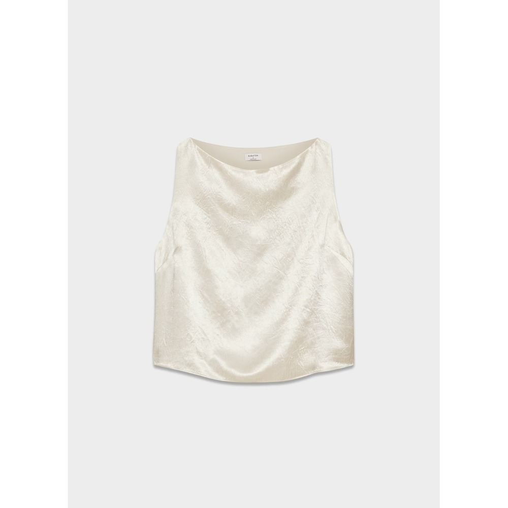Babaton Womens Cunning Matte Pearl Sleeveless Boatneck Satin Blouse Top Size M